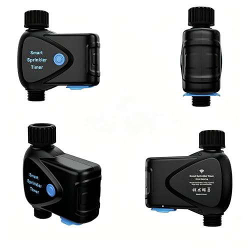 Garden Hose Irrigation Controller, App Controlled Water Timer with Rain Delay, Auto & Manual Watering, Waterproof Outdoor Sprinkler System, Black - color: Black