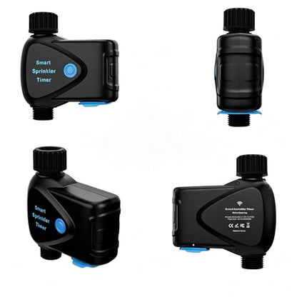 Garden Hose Irrigation Controller, App Controlled Water Timer with Rain Delay, Auto & Manual Watering, Waterproof Outdoor Sprinkler System, Black - color: Black