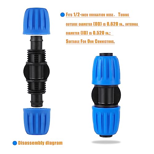 10 Pcs 1/2" Drip Irrigation Tubing Coupling Fittings - size: 1/2 Inch Straight Coupling