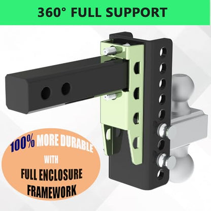 Zero-Noise Adjustable Trailer Hitch for 2 Inch Receiver - 6 Inch Drop/Rise - color: Grey, size: 6 Inch Drop/Rise