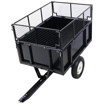 Geelife ATV Trailer Steel Dump Cart, 750lbs 22 Cubic Feet Utility Trailer Lawn Garden Trailer with Heavy Duty Tow Behind Carts and Removable Sides for Tractors, ATV, UTV, Lawn Mowers