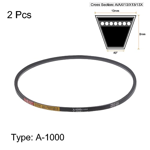 2pcs A-1000 V-Belts Drive Belt 1000mm Inner 13mm Width 8mm Thickness Girth Rubber for Power Transmission