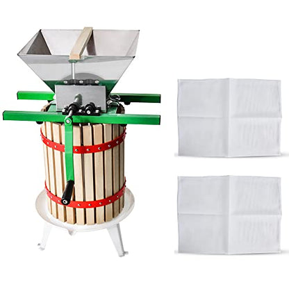 Fruit Apple Crusher and Wine Press with Filter Bag,100% Nature Apple&Grape&Berries Crusher Manual Juice Maker