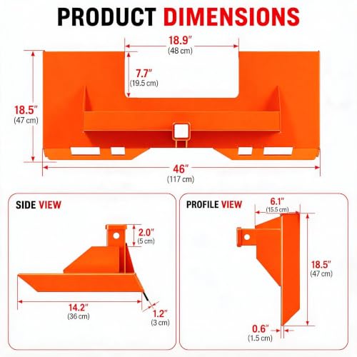 Garvee 1/4" Skid Steer Mount Plate w/ 2" Removable Trailer Hitch Receiver - color: Orange