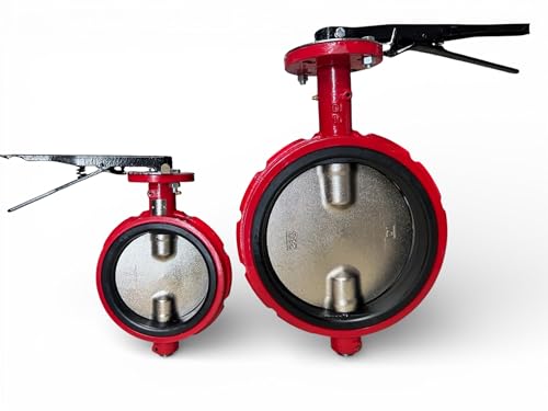 3 Butterfly Valve, Wafer, 200 Psi, Ductile Iron Body, Red (3") - size: 3 Inch