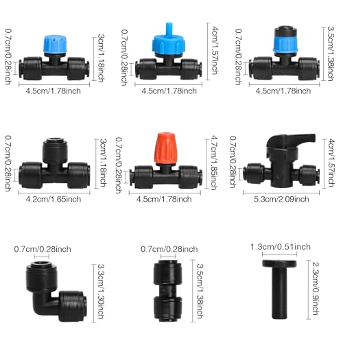 Bonviee 24-Pack 1/4-Inch Tee Vortex Emitters for Drip Irrigation - size: 1/4” Push-to-Connect Tee- Vortex- 24 PCS