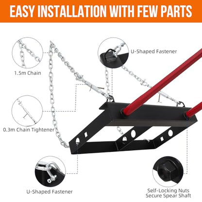 Hay Spear 49",Red Black Double Spear Bale Spear 4000lbs Loading Capacity, Quick Attach Spike Forks Skid Steer Loader Tractor Attachment - size: Double Spear 49"