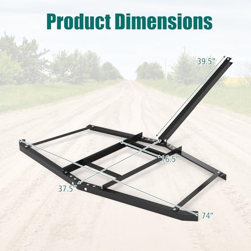 DREAMADE 74" Driveway Drag Harrow, Tow Behind Landscape Harrow - size: 74"