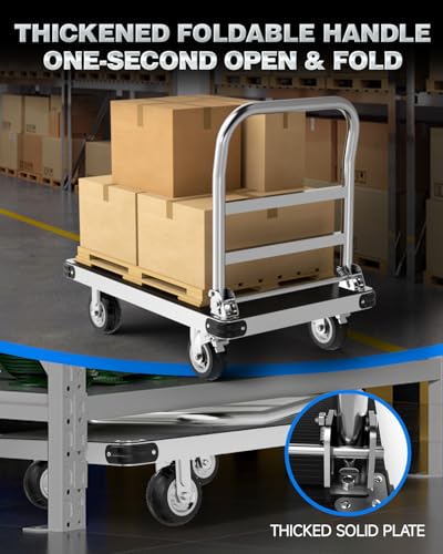 2500 lb Heavy Duty Platform Truck, 48" x 24" Foldable Flatbed Cart - size: 48" x 24"