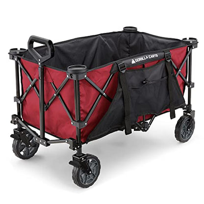 Gorilla Carts Collapsible Folding Outdoor Utility Wagon, 7 Cu Ft, Red - color: Red