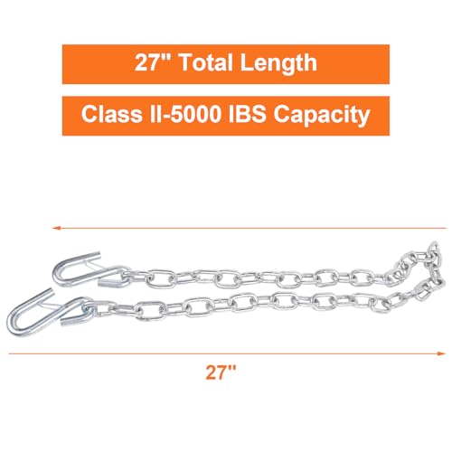 1/4" x 27" Grade 30 Boat Safety Chain with Spring Hooks - size: 1/4" X 27"