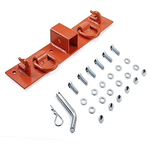 Tractor Bucket Hooks Bolt on Hooks 2” Receiver, G70 Grade Grab Hooks, Forged D Rings, Tow Hook Bolts for Universal Tractor Buckets (Orange 1.5“ Bolt) - color: Orange