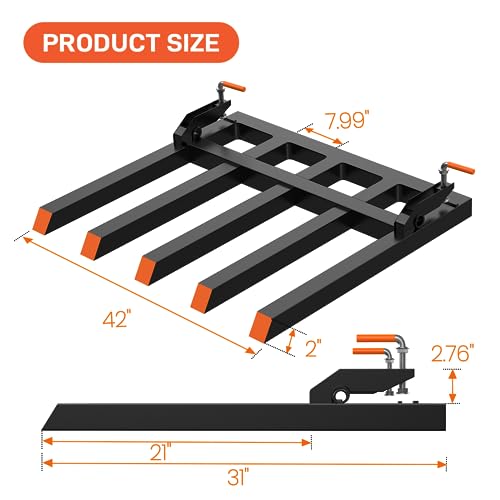 Garvee Clamp on Debris Forks for 48" Bucket, 2500 LBS Pallet Fork