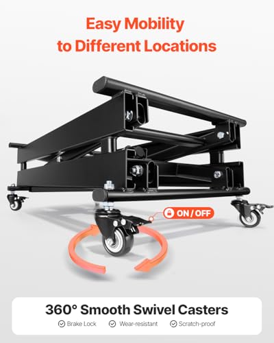 VEVOR Electric Lift Table, 330 lbs Capacity Single Scissor Lift Table, 8-28 in Height Adjustable Lifting Platform, Coffee Table Lift with 4 Wheels, for Material Handling and Transportation, Black