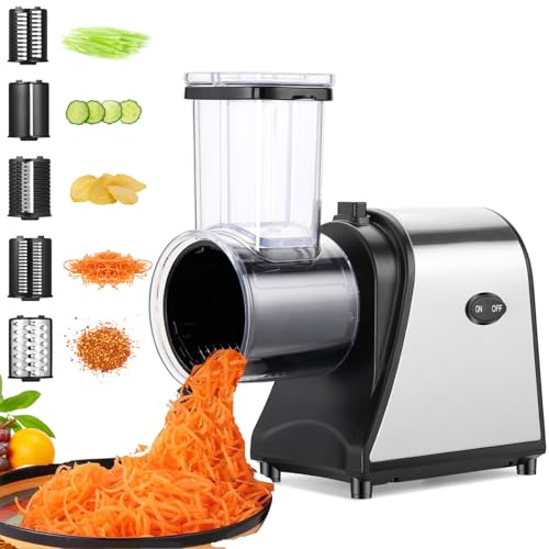 250W Electric Cheese Grater Slicer Shredder 5-in-1 Salad Maker for Kitchen