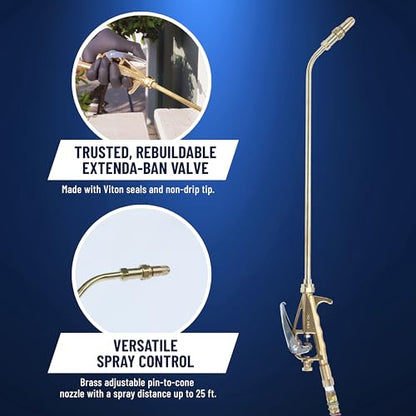 B&G Battery-Powered Backpack Sprayer (2.5 Gallon) – Cordless Electric Sprayer with Extenda-Ban Valve & 18” Extension | 21V 5.2Ah Rechargeable Battery | Adjustable 10-95 PSI | Brass Pin-to-Cone Tip