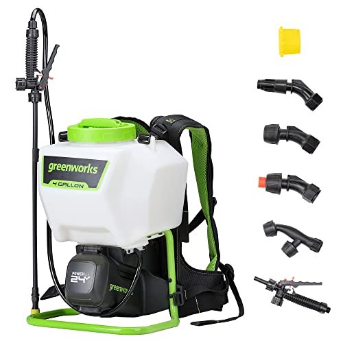 Greenworks 24V Cordless Backpack Sprayer (4 Gallon / 5 Tips / 25 FT Spray) For Weeding, Spraying, and Cleaning, Tool Only - size: Tool Only
