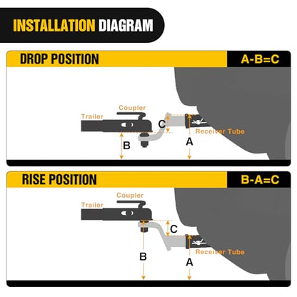 Nilight Trailer Hitch Ball Mount Fits 2" Receiver with 2" Ball 4" Drop - size: 2" Ball & 4" Drop