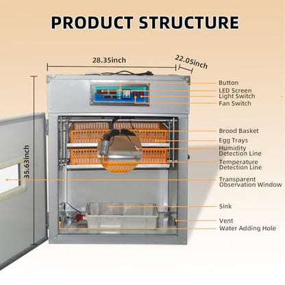 XKV 176 Egg Large Incubator with Automatic Egg Turning,with Viewing Window - size: 176 Egg-180L