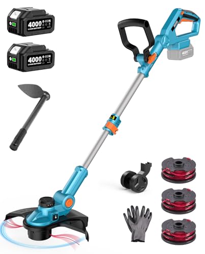 SEESII 13" String Trimmer Electric Weed Wacker with 2×4000mAh Batteries