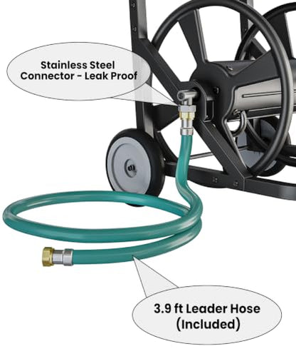 Artigarden Garden Hose Reel Cart with Wheels, Outdoor Water Hose Cart Black - color: Black, size: Holds 165 ft