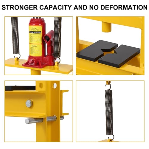 6-Ton Hydraulic Shop Press, H-Frame Bearing Press, 4-Hold Adjustable Height