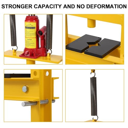 6-Ton Hydraulic Shop Press, H-Frame Bearing Press, 4-Hold Adjustable Height
