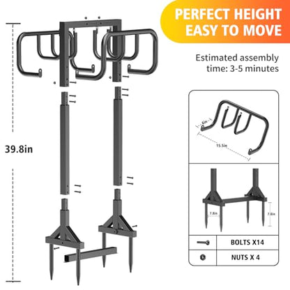 HeroicLion Garden Hose Holder Holds 2 x 160FT Hoses, Super Stable Water Hose Holders with 4 Spikes, Rustproof Freestanding Hose Stand Hanger Garden Hose Storage for Outside Yard Lawn Farm, Black - color: Black-39.8 inch Height