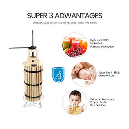 SQUEEZE master XL Fruit Apple Cider Wine Classic Press- 7.9 Gallon with Fruit Apple Wine Classic Crusher With Stand