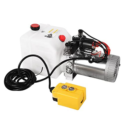 12V Hydraulic Power Unit 3200 PSI, Double-Acting Hydraulic Pump for Dump Trailer & Car Lifting - color: White-Plastic, size: Double Acting + 3 Quart.