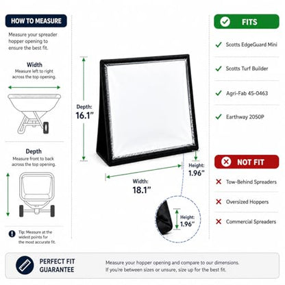 Broadcast Spreader Hopper Cover for Walk-Behind Spreaders, 18.1 × 16.1 in