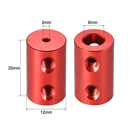 uxcell 2mm to 6mm Bore Rigid Coupling Set Screw L20XD12 Aluminum Alloy,Shaft Coupler Connector for RC Airplane Boat, Motor Accessories,Red,2pcs - size: 2mm to 6mm