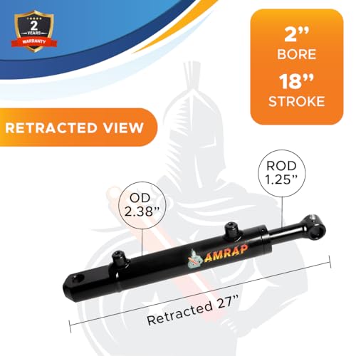 2x18 Hydraulic Cylinder - 2" Bore 18" Stroke Double Acting Welded Tang Hydraulic Cylinder 3500 PSI Retracted: 27", Extended: 45", SAE#6 - size: 2x18