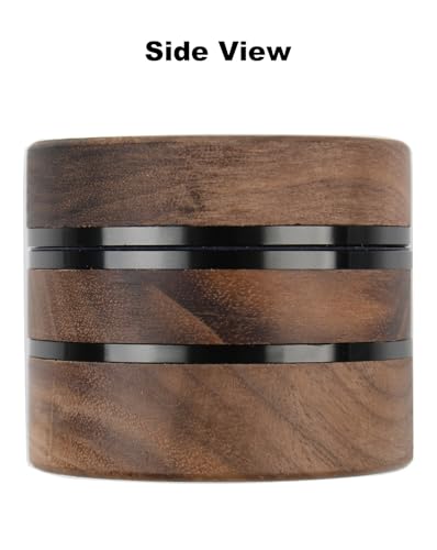 3-Piece Grinder, 2.5" Walnut Wood & Aluminum Grinder for Kitchen Spices with Large Bottom Chamber