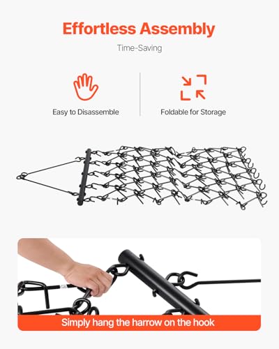 VEVOR Drag Harrow 4 ft x 4 ft Durable Chain Harrow with 69 Sharp Teeth - size: 4 x 4 ft