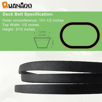 429636 197253 Deck Belt 1/2" x 101.5" for Craftsman Husqvarna Ariens Poulan 42 inch Deck Lawn Tractor fits PP19A42 YTH2042 YTH18542 Replace 532429636 598559101 592855001 - size: 197253