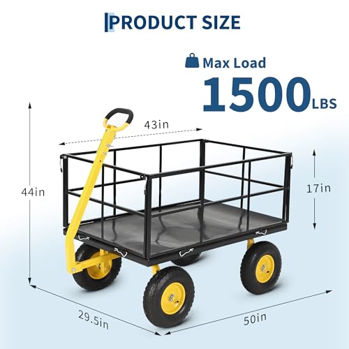 500 LBS Steel Garden Cart with Removable Sides & Liner - color: Black