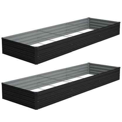 Vengarus 2PCS 12x4x1ft Galvanized Raised Garden Beds Kit,Planter Box Black - color: Black, size: 12x4x1FT(2PCS)