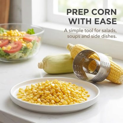Silvercorn Premium Stainless Steel Corn Thresher Stripper & Peeler - Magic Corn On The Cob Removal Tool
