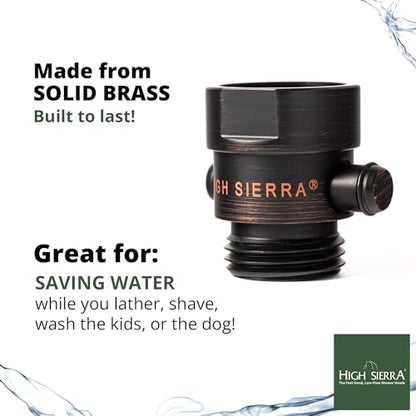 High Sierra® - All Lead-Free Brass Trickle Valve For Shower Heads. For Pause & Pressure Control. Easy To Push Button Reduces The Flow of Water or Shuts It Off to Just a Trickle - Polished Brass - color: Polished Brass