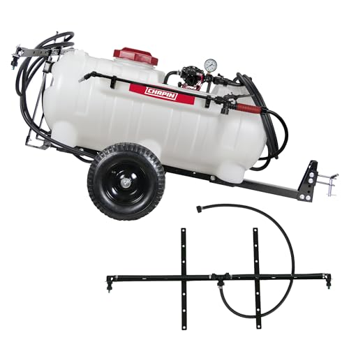 Chapin 97664: Made in The USA 15-Gallon Tow-Behind 2.5GPM/12V EZ Mount Deluxe Multi-Purpose ATV/UTV Tank Sprayer for Lawn & Garden, Farm & Acreage, Weed Control, with 2-Nozzle Spray Boom Attachment - size: 15-Gallon