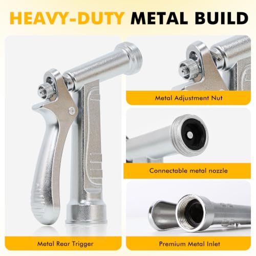 RESTMO 2 Pack 100% Metal Rust-Proof Chrome Garden Hose Nozzle Heavy Duty - size: 2 Pack