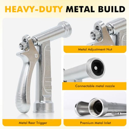 RESTMO 2 Pack 100% Metal Rust-Proof Chrome Garden Hose Nozzle Heavy Duty - size: 2 Pack