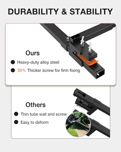 Clamp-On Pallet Forks - 2000 lbs Capacity, 60'' Forks with Adjustable Stabilizer Bar for Tractor Loader & Skid Steer Buckets, Quick Attachment (Black)