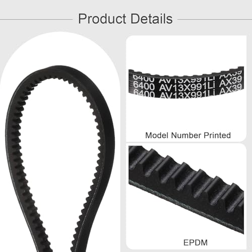 uxcell AX39 EPDM V-Belt, Raw Edge Cogged Industrial Rubber V Belt 1/2" Width x 39" Inside Circumference - size: AX39