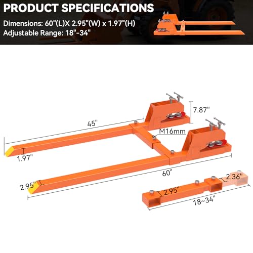 Clamp on Pallet Forks for Tractor Bucket 60" Total Length 4000LBS Capacity