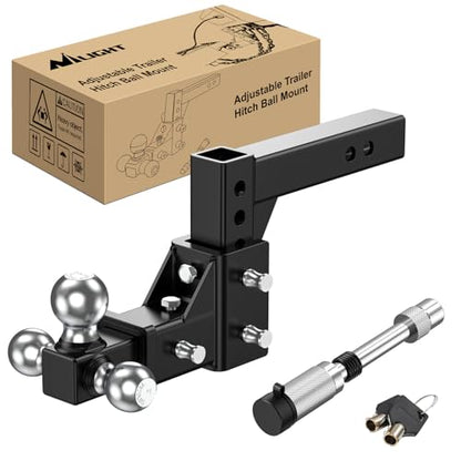 Nilight Trailer Hitch Tri-Ball Mount Fits 2'' Receiver - size: 1-7/8''Ball &2''Ball& 2-5/16''Ball