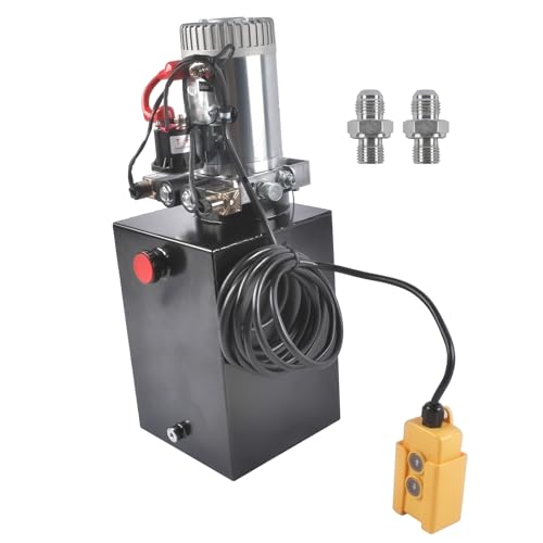 12V DC Steel Hydraulic Pump Power Unit, 2 GPM Flow Rate, 12 Quart Metal Reservoir, Double Acting, 3200 PSI Max Pressure, SAE #6 Ports for Dump Trailers, Car Lifts, DIY Hydraulic Systems - size: 12 Quart；Double Acting