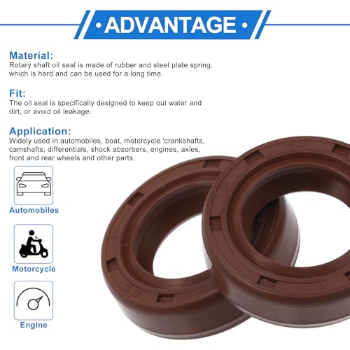 Universal Oil Seal TC Double Lip W Steel Spring Seal Ring Rotary Shaft Seal 16x26x7mm High Pressure FKM Rubber Brown 2 Pcs - size: 16x26x7mm