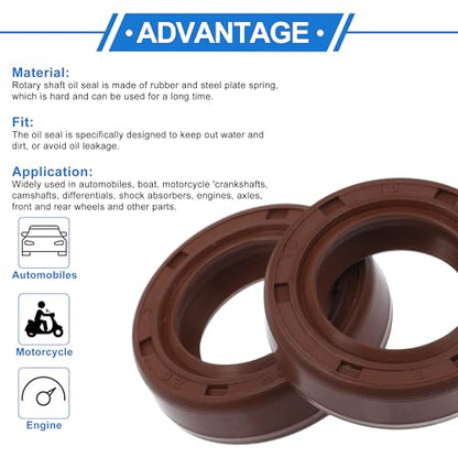 Universal Oil Seal TC Double Lip W Steel Spring Seal Ring Rotary Shaft Seal 16x26x7mm High Pressure FKM Rubber Brown 2 Pcs - size: 16x26x7mm